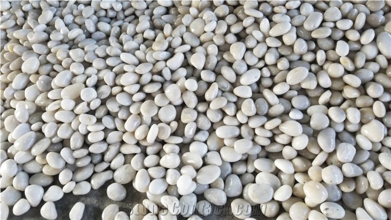 Garden Decorative 3-5Cm High Polished White Pebble Stone