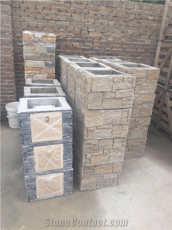 Garden Fence Slate Culture Stone Gate Post Column