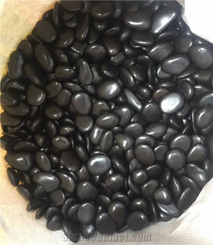 Good Quality Bulk Polish Black Pebble Stone For Garden