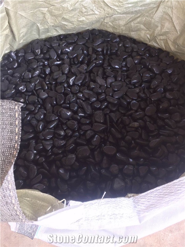 High Polish Natural River Stone Black Pebbles