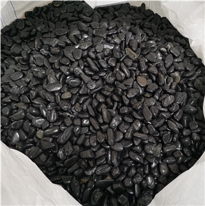 Polished With High Temperature Wax Black Pebble Stone