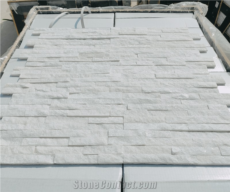Pure White Quartzite Ledgestone Veneer Stone