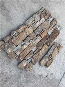 Rusty Quartzite Cement Stacked Stone Wall Cladding