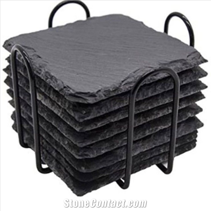 Square Slate Black Stone Coaster  Whisky Coaster Slate Stone