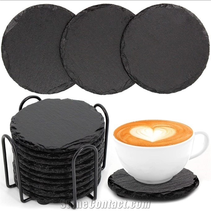 Square Slate Black Stone Coaster  Whisky Coaster Slate Stone