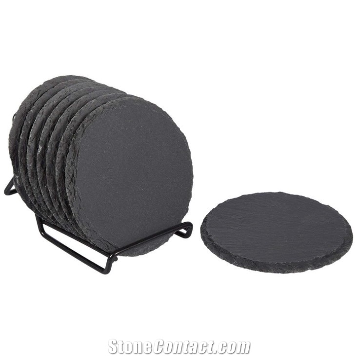 Square Slate Black Stone Coaster  Whisky Coaster Slate Stone