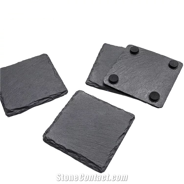 Wholesale Custom Blank Square Rubber Feet  Slate Coasters