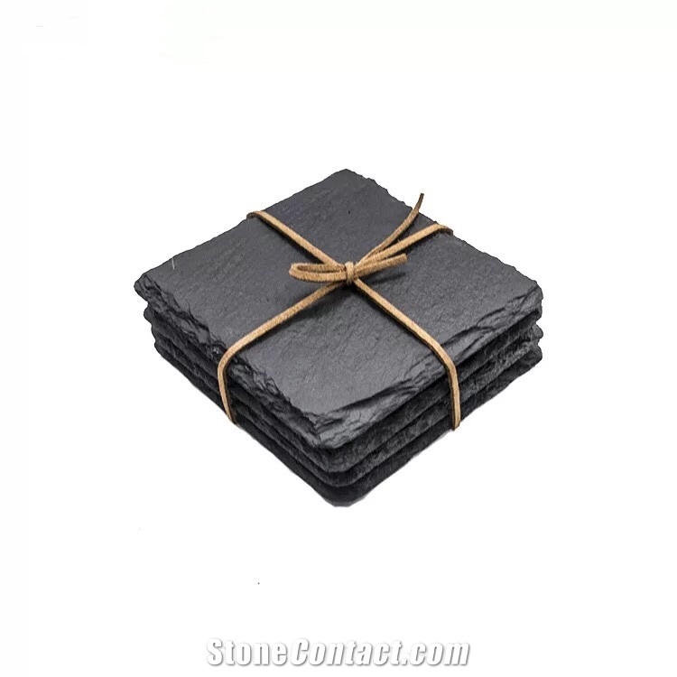 Wholesale Custom Blank Square Rubber Feet  Slate Coasters