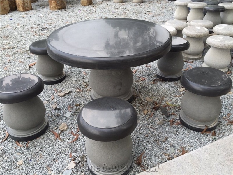 Basalt Stone Table Set