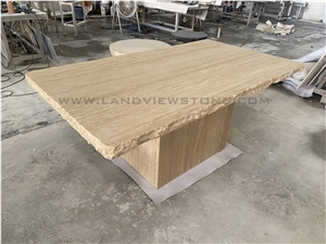 Beige Classic Tavertine Square Dinging Table
