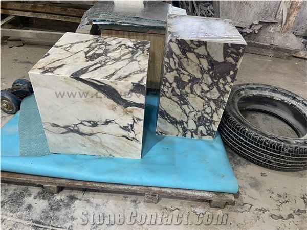 Calacatta Viola Marble Plinth Side Table
