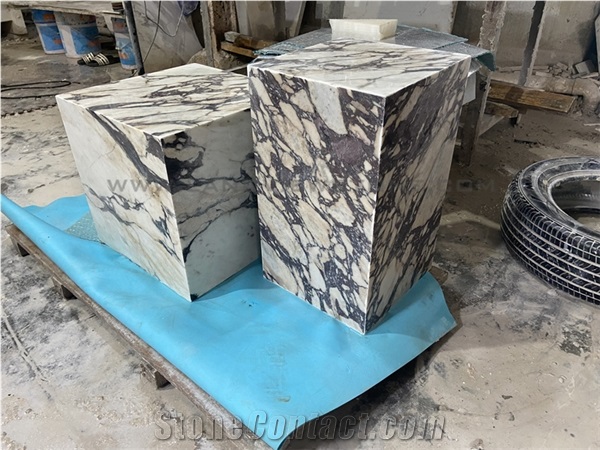 Calacatta Viola Marble Plinth Side Table