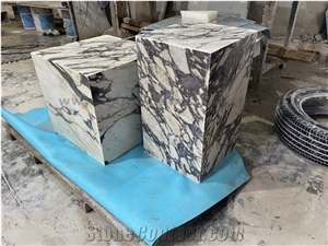 Calacatta Viola Marble Plinth Side Table