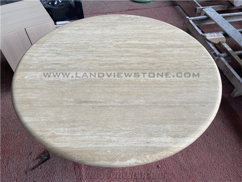 Curiaca Romano Travertine Side Table With Conical Pedestal Base