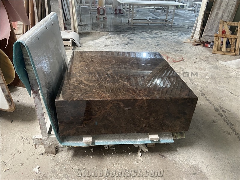 Dark Emperador Square Marble Coffee Table