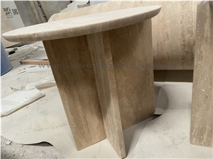 Italy Beige Travertine Round Bean Side Table