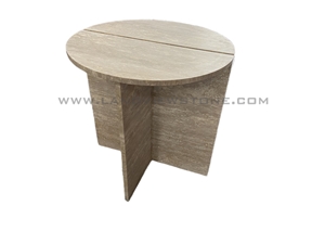 Luxury Beige Travertine Half Round Sofa Side Table