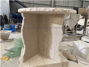 Mineral Sculptural Off White Travertine Side Table
