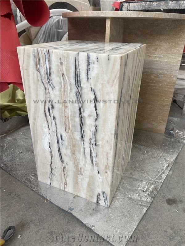 Multicolor Onyx Plinths Pedestal Stand Table