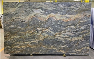 Polished Fusion Blue Quartzite Slabs Kitchen Design