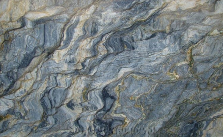Polished Fusion Blue Quartzite Slabs Kitchen Design