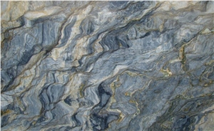 Polished Fusion Blue Quartzite Slabs Kitchen Design