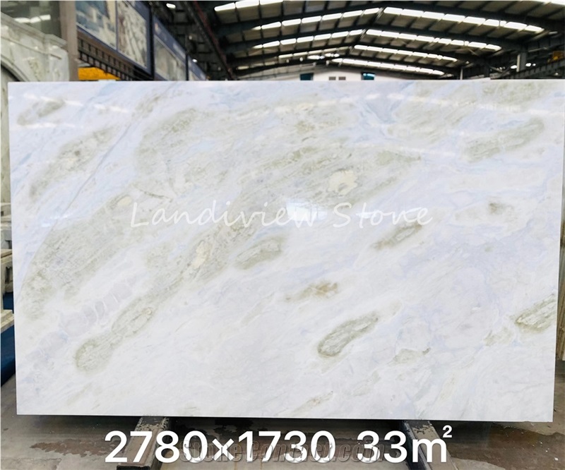 Polished Slab Blue Changbai White Jade Marble Slabs Kitchen Tiles