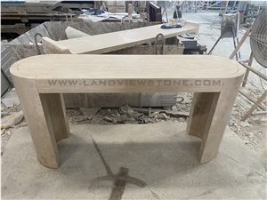 Travertine Narrow Long Console Table
