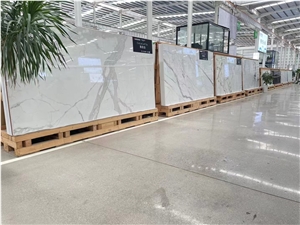Glacier White Sintered Stone Slab Tile For Wall Background