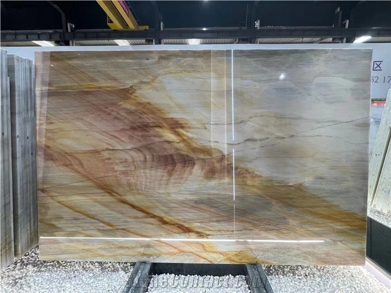 Calacatta Macaubas White Quartzite Rainbow Impression Slab