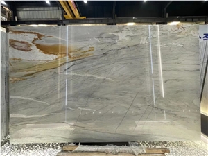 Calacatta Macaubas White Quartzite Rainbow Impression Slab