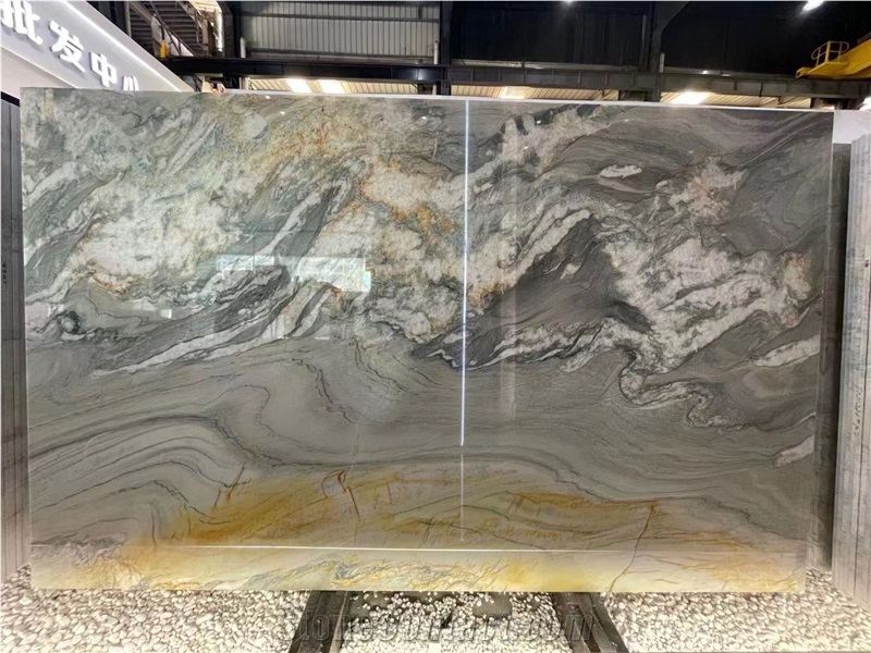 Calacatta Macaubas White Quartzite Rainbow Impression Slab