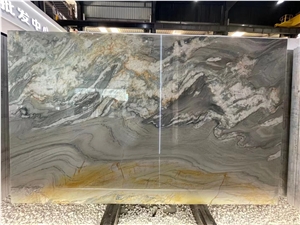 Calacatta Macaubas White Quartzite Rainbow Impression Slab