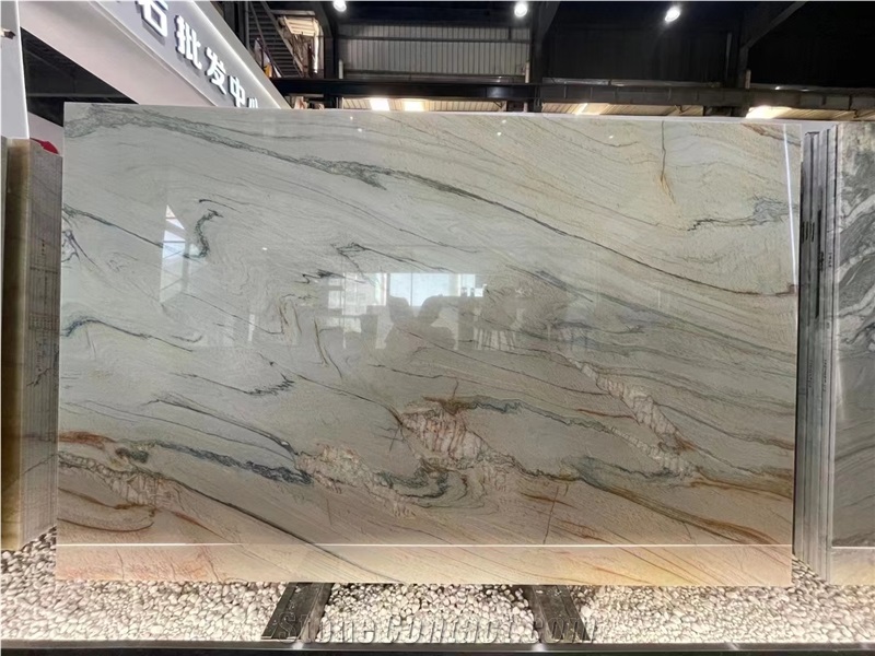Calacatta Macaubas White Quartzite Rainbow Impression Slab