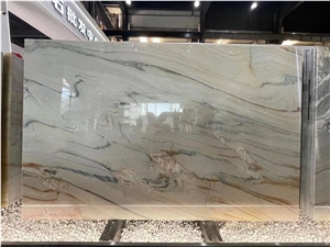 Calacatta Macaubas White Quartzite Rainbow Impression Slab