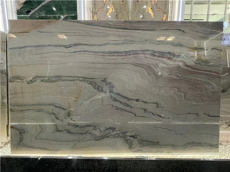 Calacatta Macaubas White Quartzite Rainbow Impression Slab