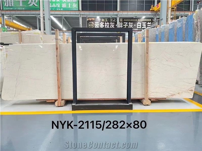 China Cream Rose Marble Polished Slabs For Interior Design
