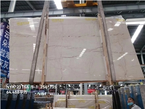 China Cream Rose Marble Polished Slabs For Interior Design