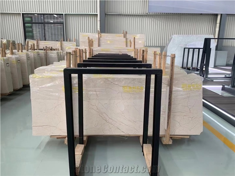 China Cream Rose Marble Polished Slabs For Interior Design