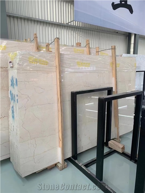 China Cream Rose Marble Polished Slabs For Interior Design