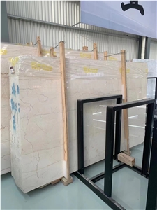 China Cream Rose Marble Polished Slabs For Interior Design