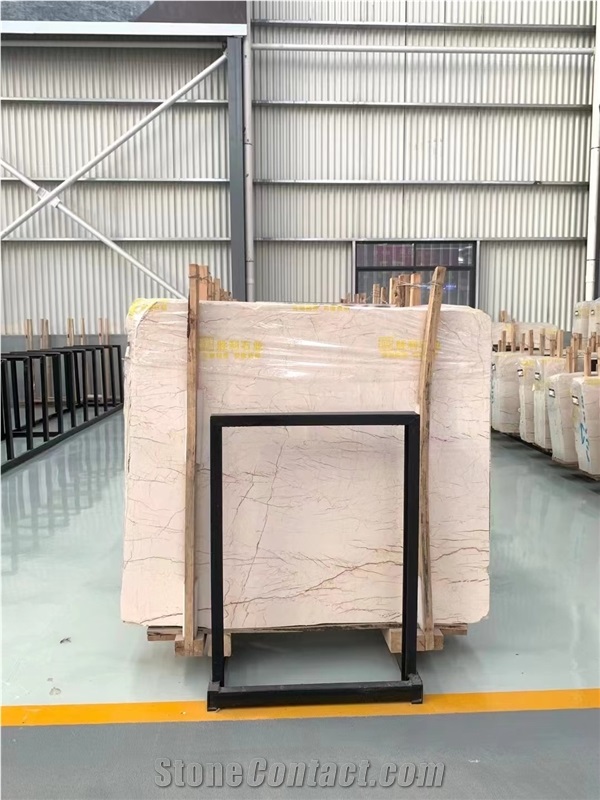 China Cream Rose Marble Polished Slabs For Interior Design