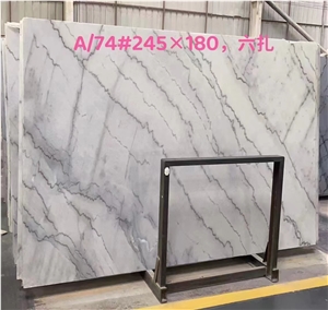 China Guangxi Carla White Marble Big Slab Bookmatched Tile