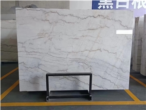 China Guangxi Carla White Marble Big Slab Bookmatched Tile