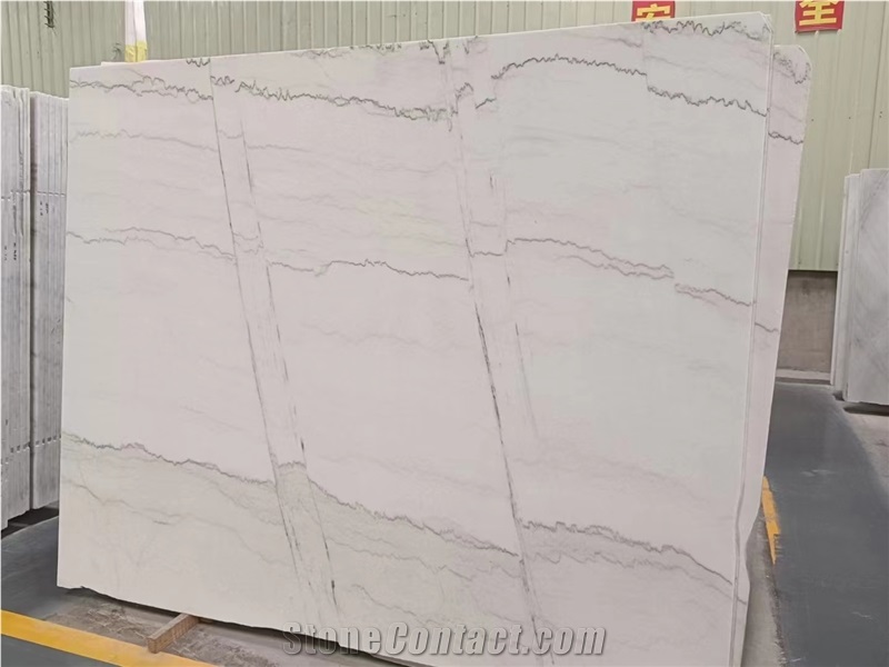 China Guangxi Carla White Marble Big Slab Bookmatched Tile