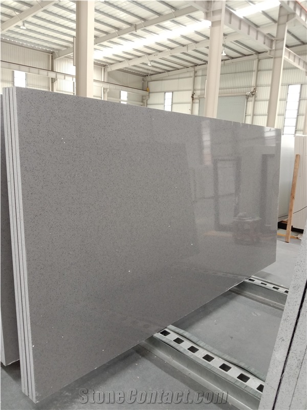 1002Grey Quartz Artificial Island Countertops Kitchen Sink
