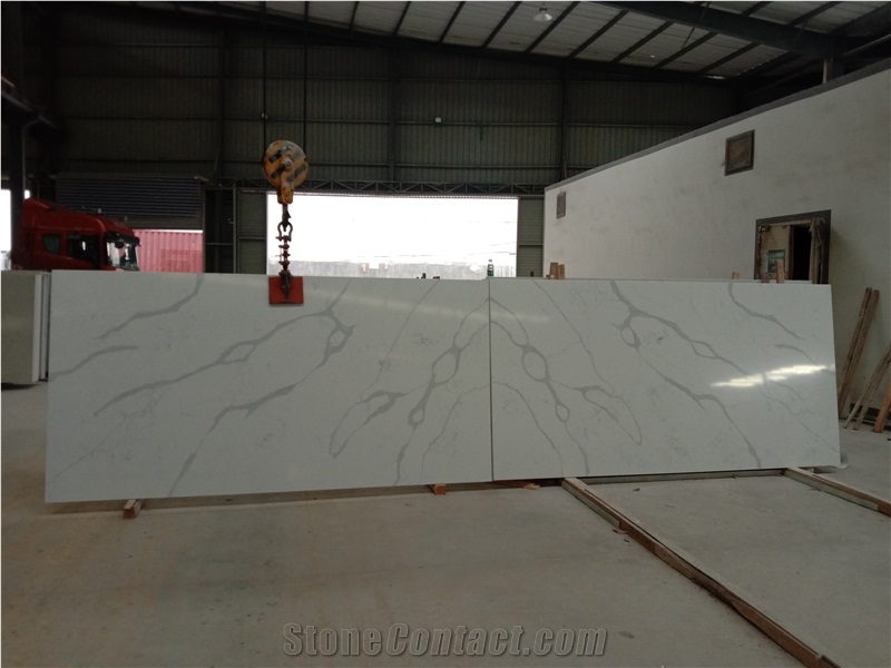 5007 Crema Marmi Artificial Stone White Calacata Quartz Slab