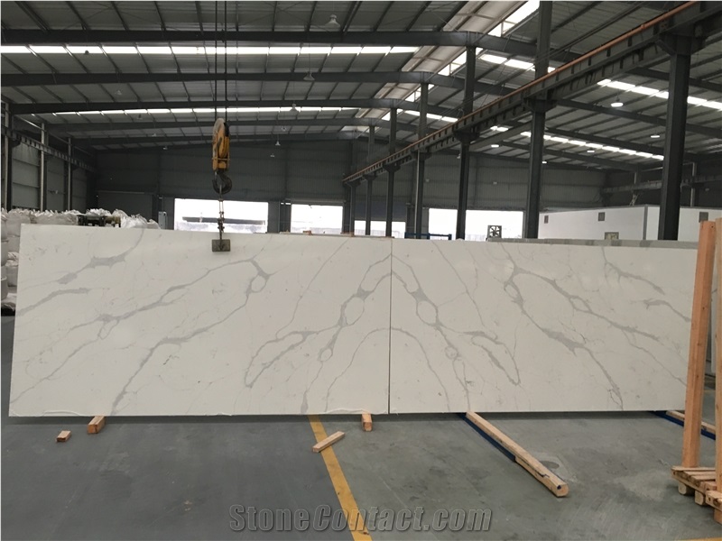 5007 Crema Marmi Artificial Stone White Calacata Quartz Slab