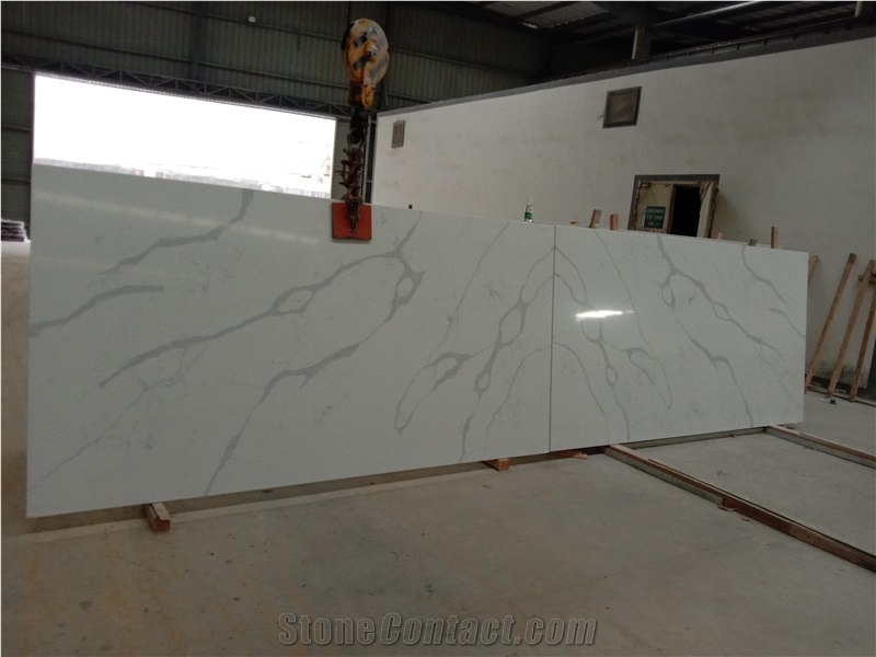 5007 Crema Marmi Artificial Stone White Calacata Quartz Slab