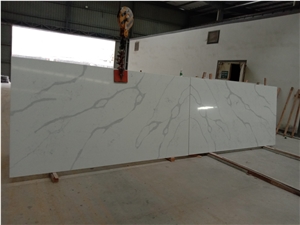 5007 Crema Marmi Artificial Stone White Calacata Quartz Slab